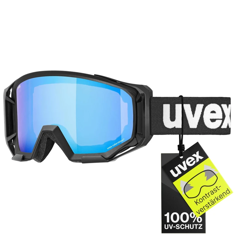 Uvex Athletic CV - Bike Goggle for Men and Women - Contrast Enhancing - Anti-Fog Technology - Black/Blue-Green - One Size