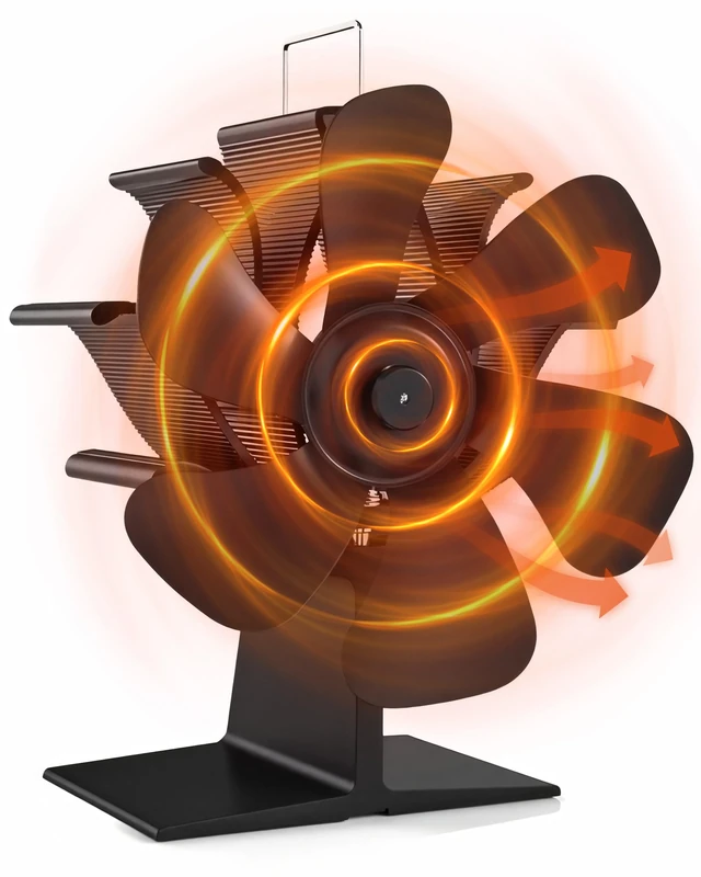 Signstek Log Burner Fan Wood Burning 4 Blades Heat Powered Fireplace Burner Stove Fan - Silent Operation - Heat Circulation for Wood/Fireplace