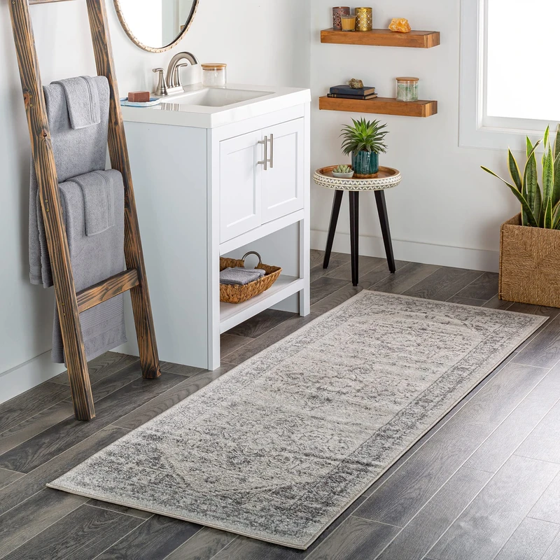 Livabliss Khartoum Vintage Rug - Hallway Runner Rugs Living Room 80x220 cm - Scandi Neutral Rug, Traditional Patterned Boho Style, Natural Easy Care Pile - Hallway Runners, Grey and Beige