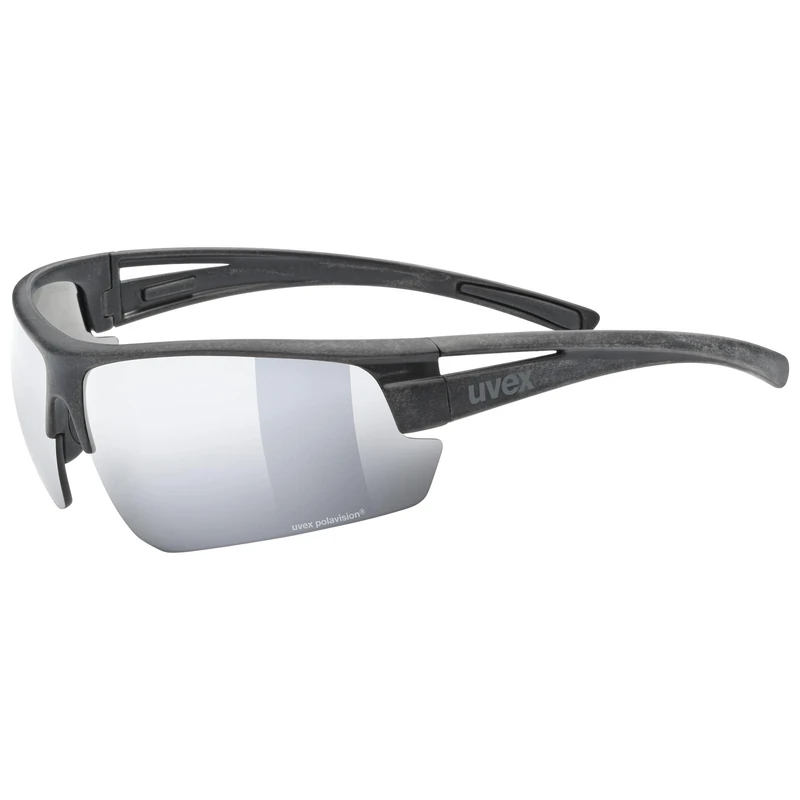 uvex Sportstyle Ocean P - Sports Sunglasses for Men and Women - Polarized Lenses - Made from Recycled Materials - Black Matt/Black-Silver - One Size - Image 1