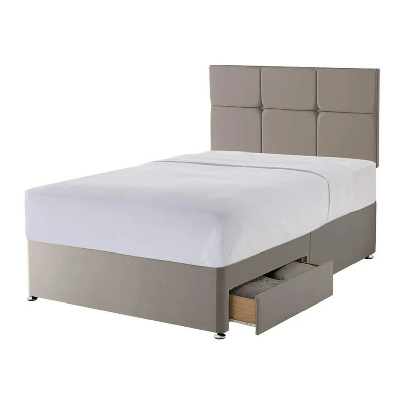 Silentnight 2 Drawer Storage Divan | Castello Headboard | Sandstone | Single