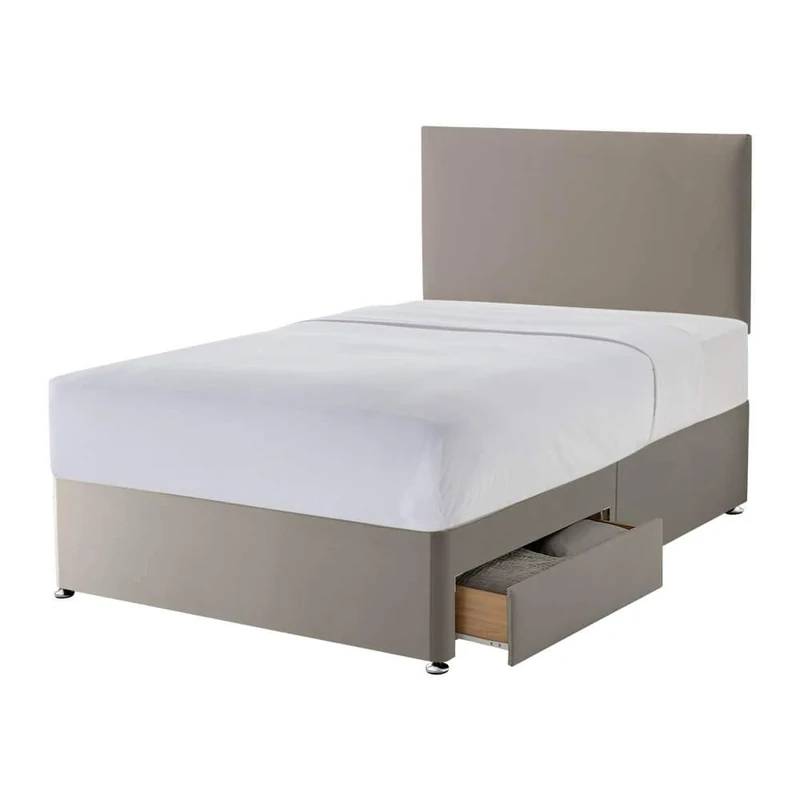 Silentnight 2 Drawer Storage Divan | Paris Headboard | Sandstone| Small Double