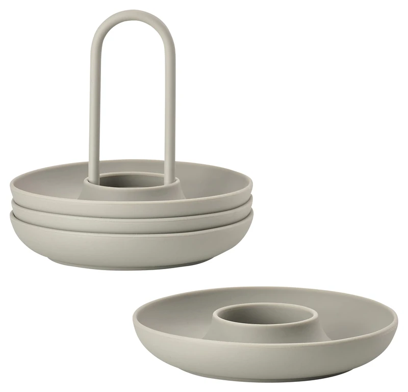 Zone Denmark Singles Eierbecher aus Silikon und Metall, Set mit 4 Pieces, Grau