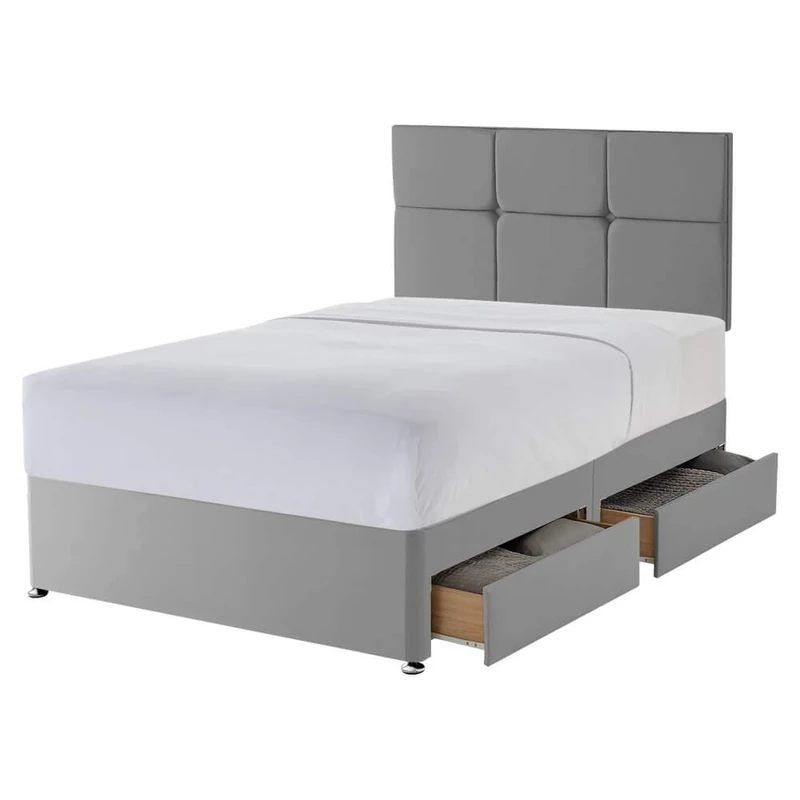 Silentnight 4 Drawer Storage Divan | Castello Headboard | Slate Grey | Double