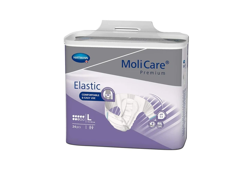 MoliCare Premium Elastic Briefs for Severe Incontinence for Men and Women, 8 Drops, Size L (115-145 cm Hip Circumference), Pack of 3 x 24