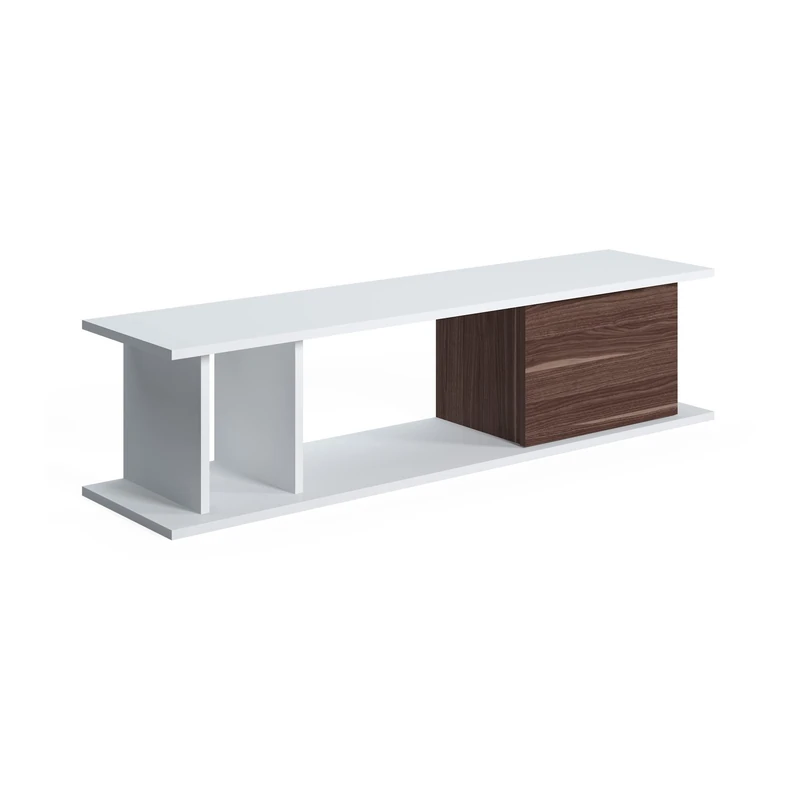 Amazon Brand - Movian Luur TV Stand, Lowboard Cabinet, 140 x 35 x 34 cm, White-Walnut - Image 1