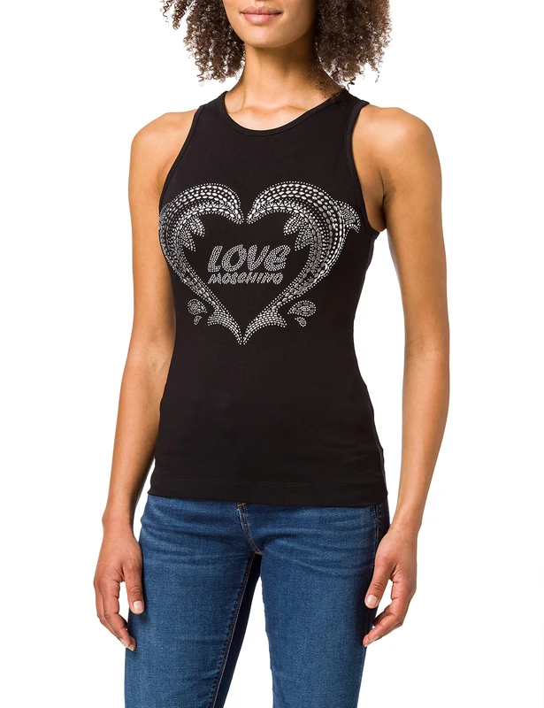 Love Moschino Women's Sleeveless Tank top Vest, Black, 38