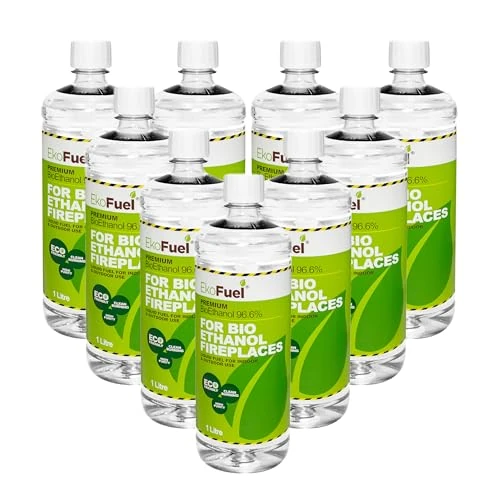 EKOFUEL (9 Litre) Premium Bioethanol Fuel – Liquid Fuel for Fires Pits, Fireplace | High Purity Clean Burning Bio | Indoor & Outdoor Ethanol Fuel