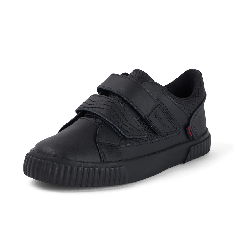 Kickers Boy's Tovni Twin Flex Leather School Uniform Shoes | Smart Everyday School Look | Everyday Comfort Fit, Cushioned for All-Day Wear, Black, 13 UK Child
