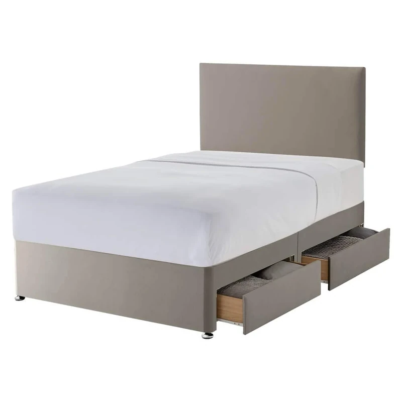 Silentnight 4 Drawer Storage Divan | Paris Headboard | Sandstone| King