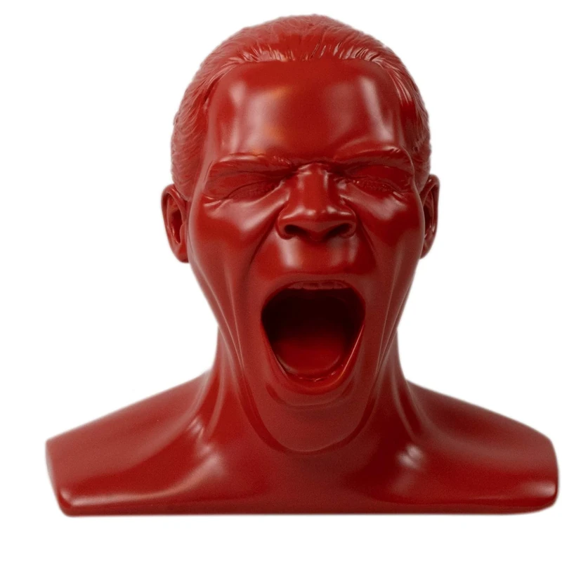 OEHLBACH Scream Unlimited Plus - exclusive headphone stand in the shape of the legendary Oehlbach head - optimal storage of larger over-ear headphones (made in Germany) handmade - fire red