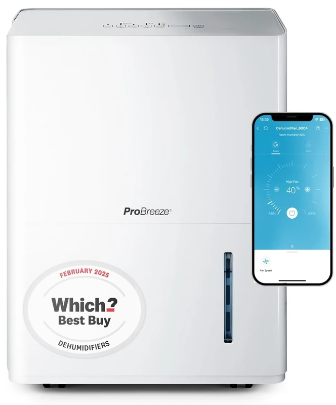 Pro Breeze® 30L/Day Smart Dehumidifier with Large 3L Water Tank for Damp & Condensation - WiFi Smart App Control, Digital Humidity Display, Continuous Drainage, 24 Hour Timer & Auto Defrost Function