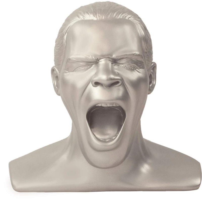 OEHLBACH Scream Unlimited Plus - Exclusive Headphone Stand in the Shape of the Legendary Oehlbach Head - Optimal Storage of Larger Over/On-Ear Headphones (Made in Germany) Handmade - Silver Matte