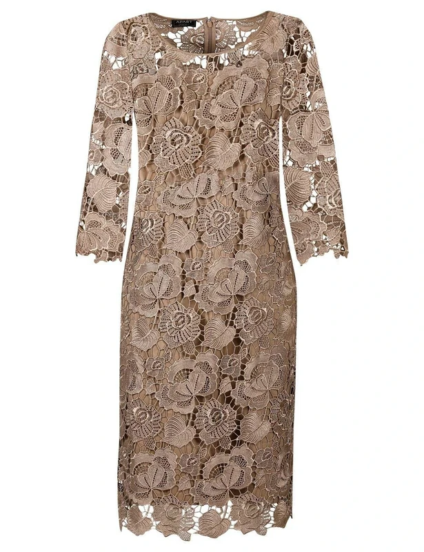 APART Fashion Women's Lace Formal Evening Dress, Gold, 12