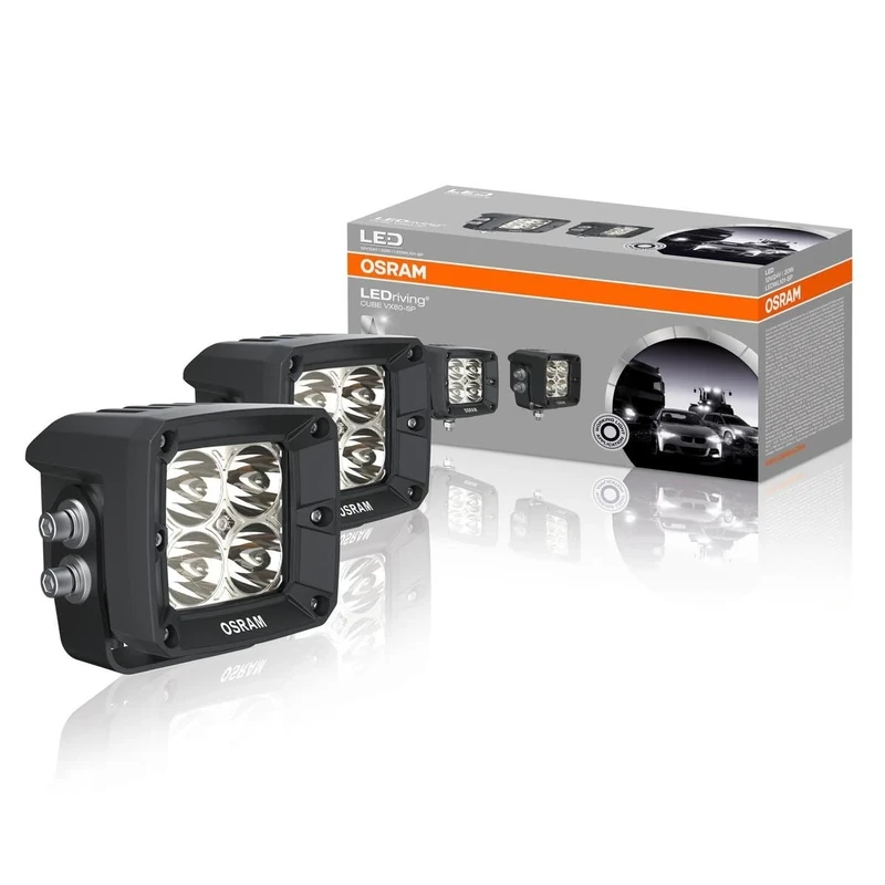 LEDriving CUBE VX80-SP, OFF ROAD LED work lights, high beam, spot, 1300 lumens, light beam up to 114 m, rectangular high-performance LED spot lights, duo-pack (2 pieces)
