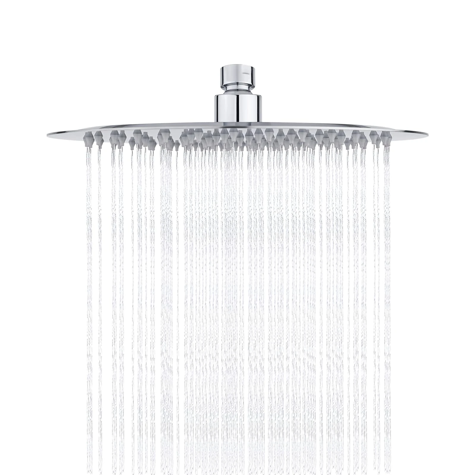 Ibergrif M20298 Rain Shower Head, 10 Inch Round Fixed Showerhead, 304 Stainless Steel Ultra Thin Top Spray Shower Head with 126 Silicone Jets for Bathroom, Chrome