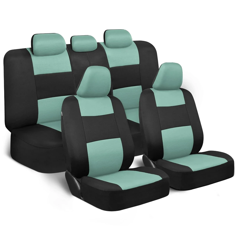 BDK PolyPro Car Seat Covers - Mint on Black Full Set