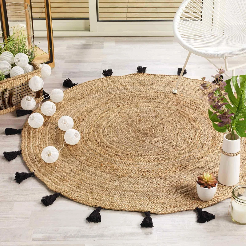 Douceur d'Intérieur SHIRA RUG DECO ROUND, BLACK, (0) 120 CM
