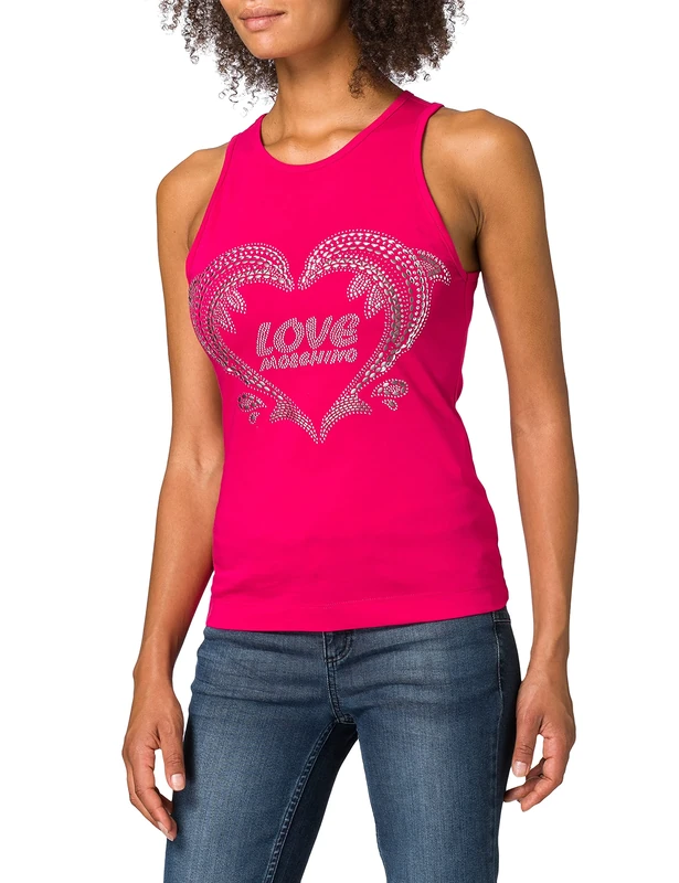 Love Moschino Women's Sleeveless Tank top Vest, Fuxia, 48
