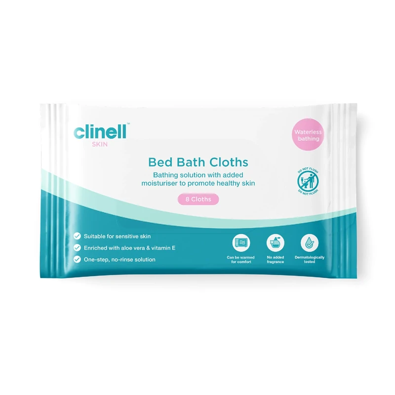 Clinell Skin Bed Bath Wipes Pack of 24 - 8 per Pack (192) - Easy to use, Containing Aloe Vera, Dermatologically Tested, Alcohol-Free, Gentle pH Neutral Formula
