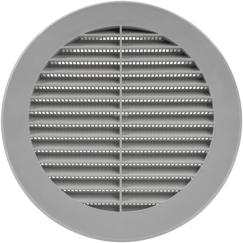 Vent Systems 150 mm / 6" Inch Round Soffit Vent Cover - Gray Plastic Louvered Grill Cover - Vent Grille with Mesh Screen - HVAC System Ducting, Pipe Air Supply Ventilation Vents for Bathroom, Kitchen