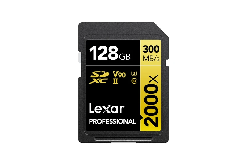 Lexar Professional 2000x SD Card 128GB, SDXC UHS-II Memory Card, Up to 300MB/s Read, 260MB/s Write, Class 10, U3, V90 SDXC Card for DSLR, Full-HD Cinema-Quality 8K Video Cameras (LSD2000128G-BNNAG)