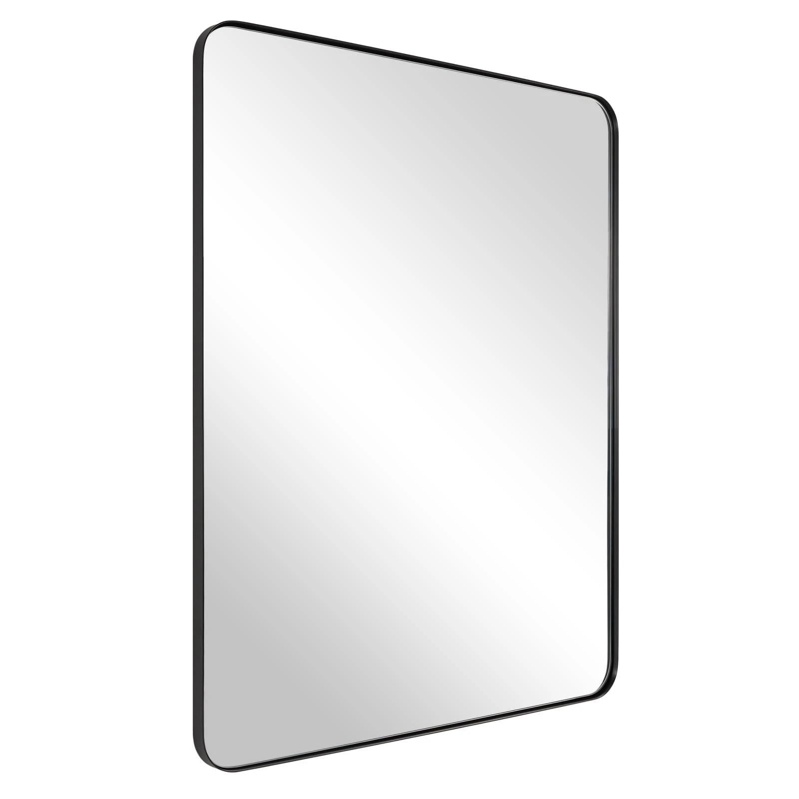ANDY STAR Wall Mirror for Bathroom, 20”x28” Black Bathroom Mirror, Rounded Rectangle Mirror in Premium Stainless Steel Metal Frame Hangs Horizontal Or Vertical (Matte Black)