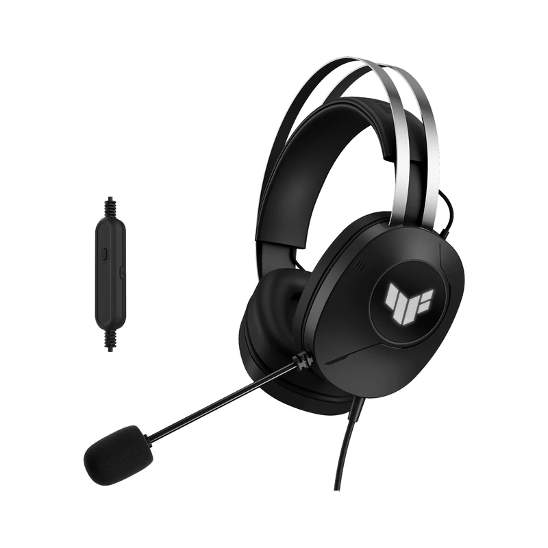 ASUS TUF Gaming H1 Gen II Lightweight Gaming Headset, USB-A, Surround Sound, TeamSpeak Mic, Built-in Lighting, Black