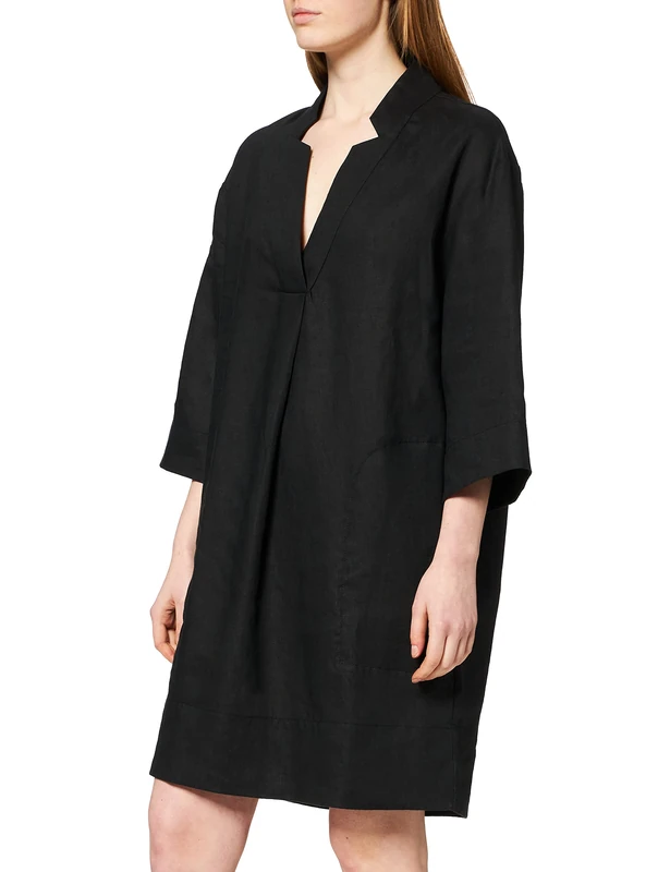 Noa Noa Women, Essential Linen, Dress Short Sleeve,Above Knee, Black, 40