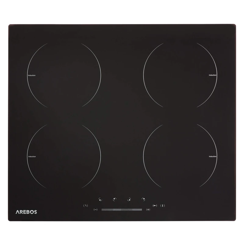 Arebos induction cooktop | 6000 W | 4 hobs | 59 cm | autarkic | with sensor touch | timer | child lock | overheat protection | auto shutoff