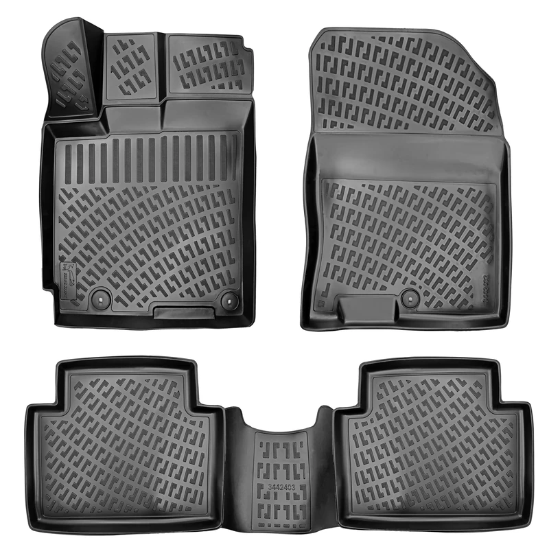 RizLiner Custom Fit Floor Mats Compatible with Hyundai KONA 2018-2022 3D Laser Measured 1st & 2nd Row Floor Liners All Weather Odorless Non-Slip TPE Car Mats (Front & Rear, Black)