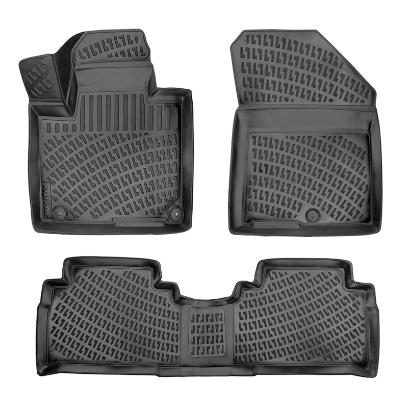 RizLiner Custom Fit Floor Mats Compatible with KIA Sorento 2016-2020 3D Laser Measured 1st & 2nd Row Floor Liners All Weather Odorless Non-Slip TPE Car Mats (Front & Rear, Black)