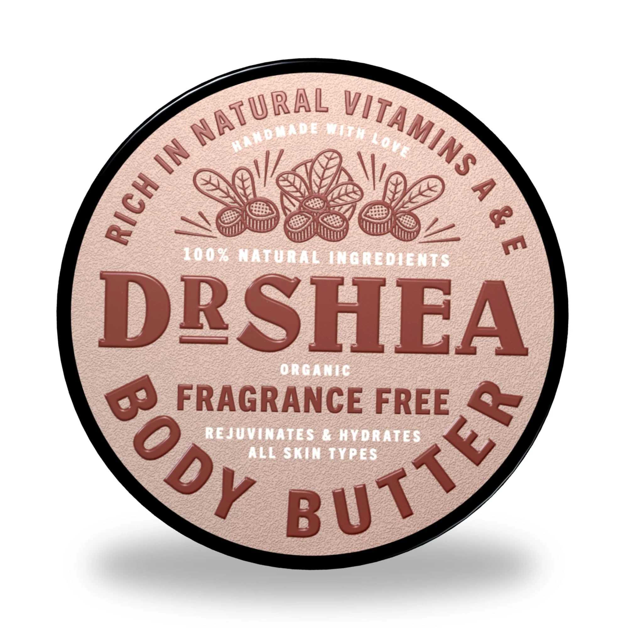 Organic Fragrance-Free Body Butter 200 ml - Dr Shea Moisturizing Cream - 100% Vegan-Friendly ideal for Dry/Sensitive Skin.