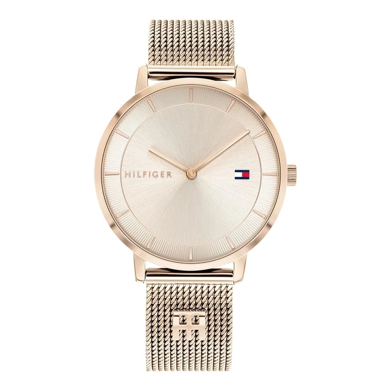 Tommy Hilfiger Analogue Quartz Watch for Women with Carnation Gold Colored Stainless Steel Mesh Bracelet - 1782287