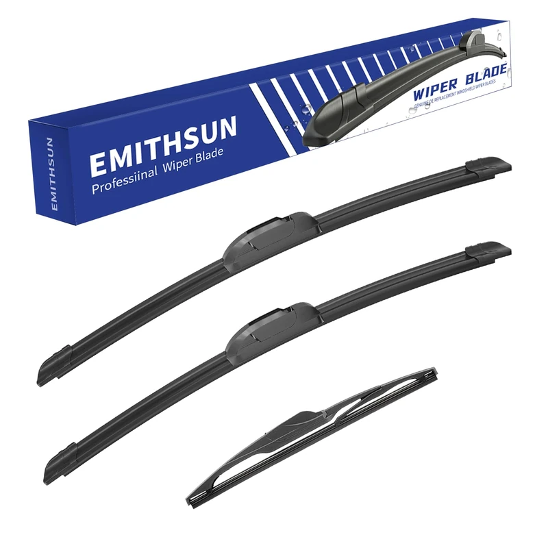 OEM QUALITY EMITHSUN 22" + 21" Premium All-Seasons Durable Stable And Quiet Windshield Wiper Blades with Extra Rubber Refill (Set of 2)