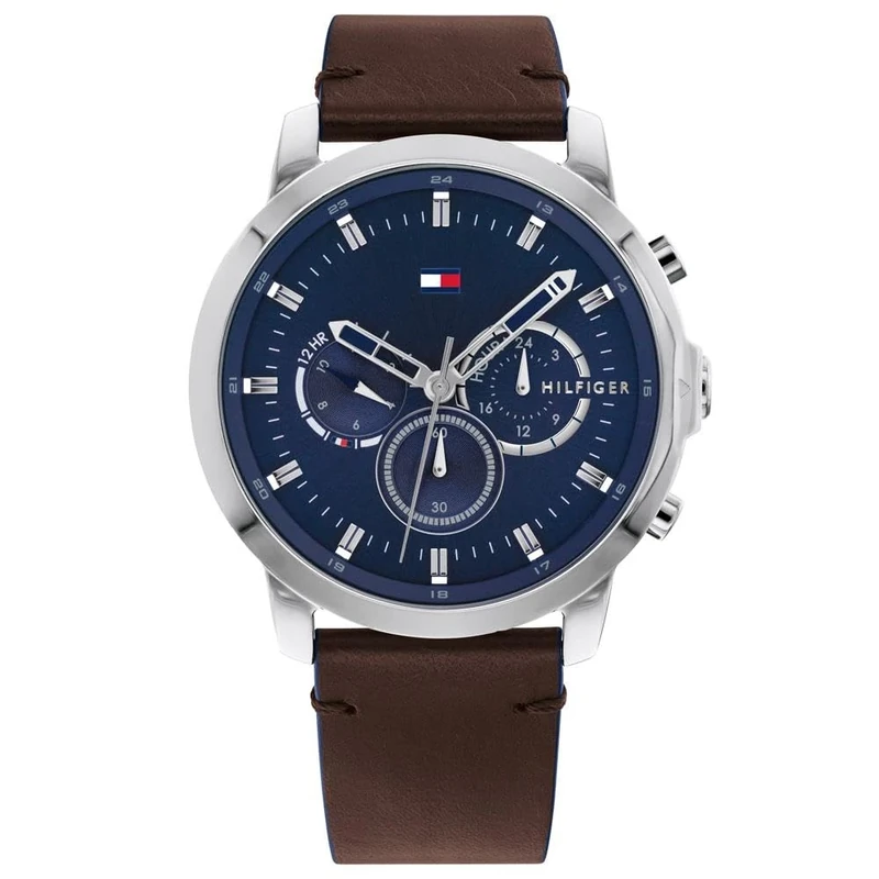Tommy Hilfiger Analogue Multifunction Quartz Watch for Men with Dark Brown Leather Strap - 1791797