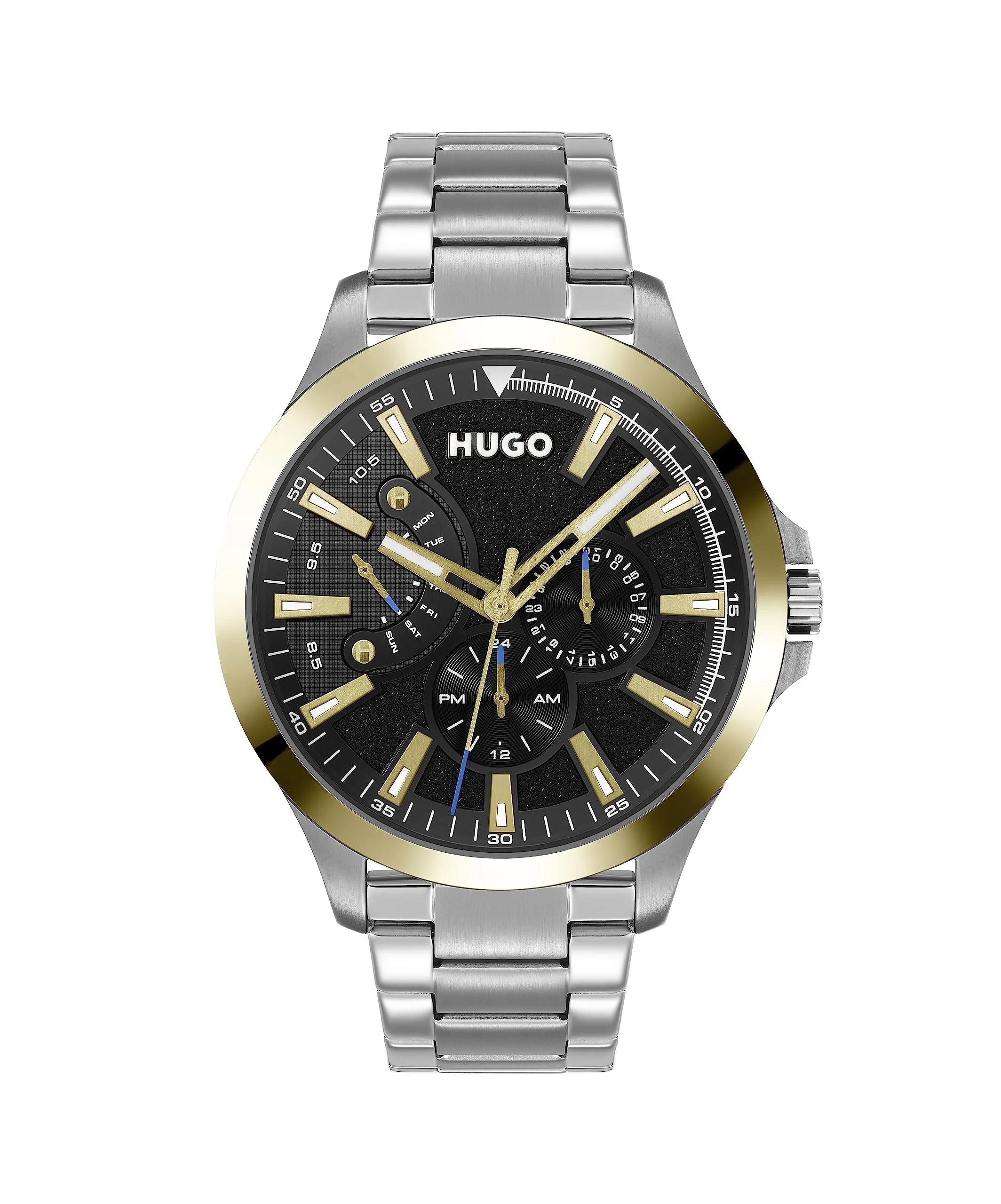 HUGO Analogue Multifunction Quartz Watch for Men #LEAP Collection with Silver Stainless Steel Bracelet - 1530174