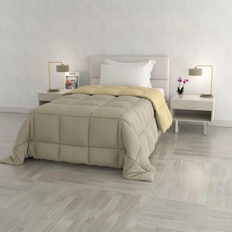 Italian Bed Linen Winter Quilt Elegant, Dove gray/Cream, 220 x 260 cm