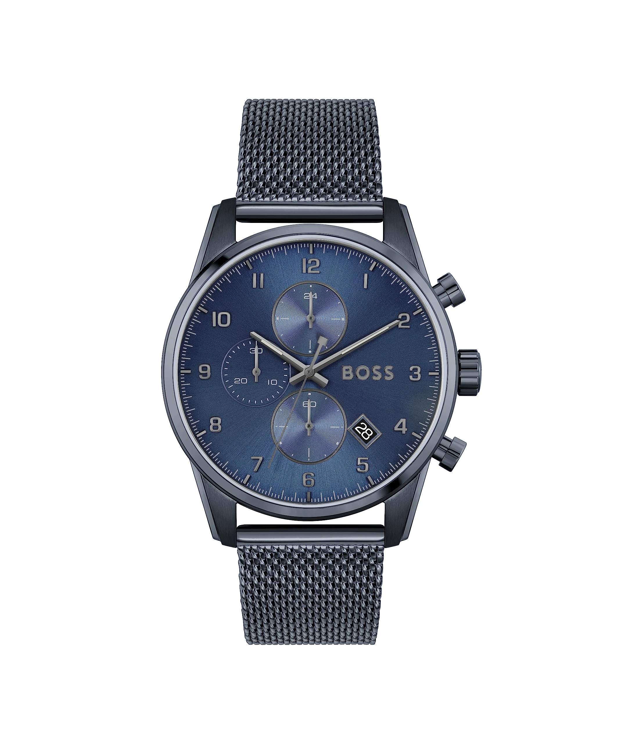 BOSS Chronograph Quartz Watch for Men SKYMASTER Collection with Blue Stainless Steel Mesh Bracelet - 1513836