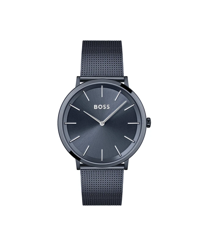 BOSS Analogue Quartz Watch for Men SKYLINER Collection with Blue Stainless Steel Mesh Bracelet - 1513827