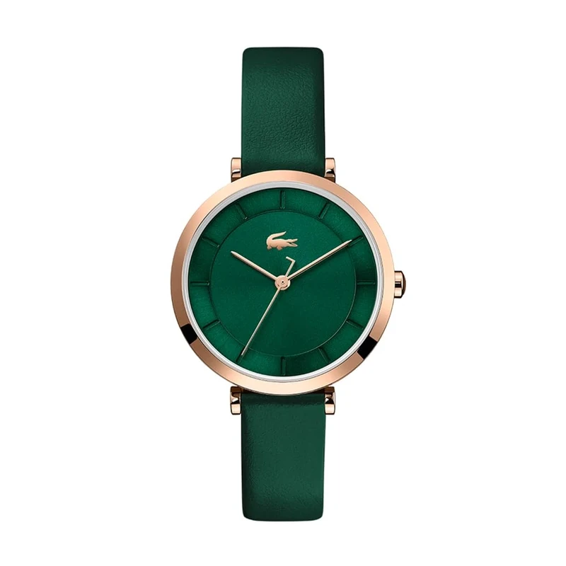 Lacoste Analogue Quartz Watch for Women Geneva Collection with Green Leather Strap - 2001138