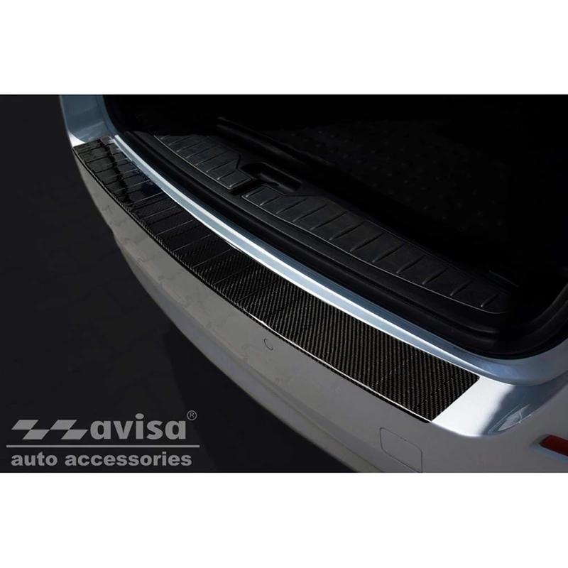 Avisa Real 3D Carbon Rear bumper protector compatible with BMW 5-Series F11 Touring 2010-2016 'Ribs'