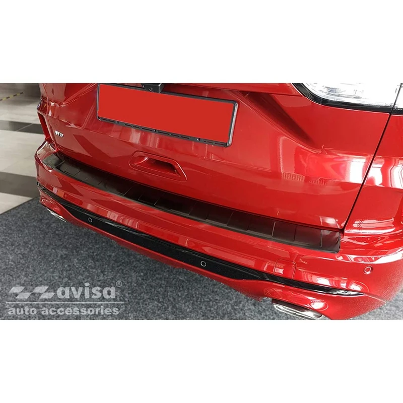 Avisa Black Stainless Steel Rear bumper protector compatible with Ford Kuga III ST-Line/Vignale/Hybrid ST-Line 2019-2024 & FL 2024- 'Ribs'