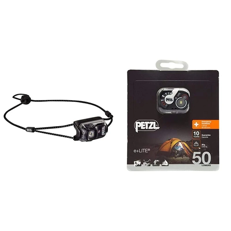 PETZL Bindi 200 Lumens Black & E + Lite Front Emergency Lamp 30 Lumens