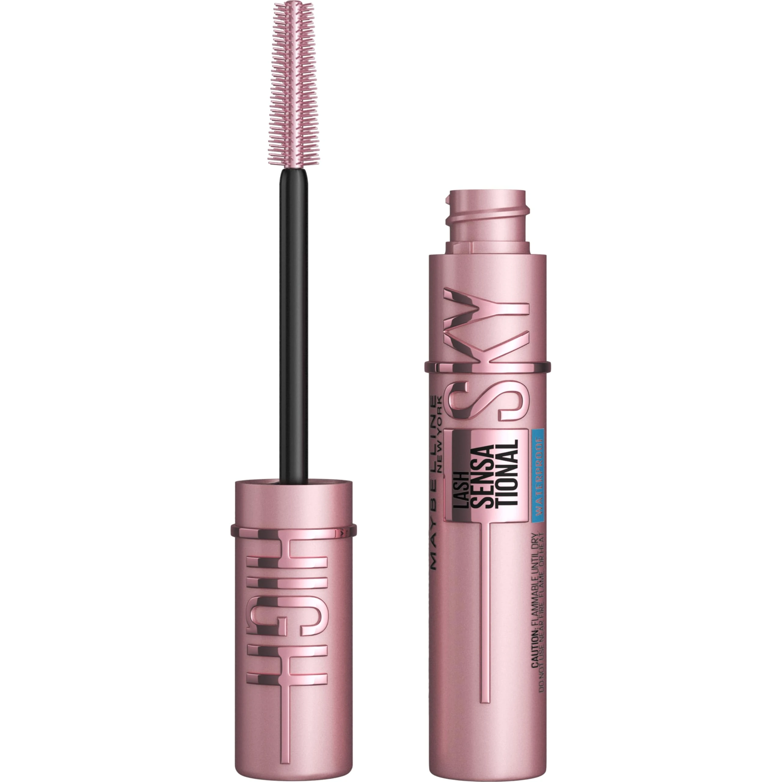 Maybelline Sky High Waterproof Mascara Make Up Volumising Mascara Building Extension Mascara Defining Curling Multipying Waterproof Brownish Black 5.9 ml