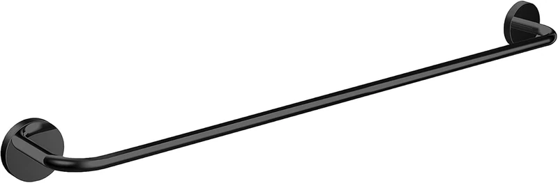 Emco Round Wall Mounted Bath Towel Rail 600mm Metal Towel Rail Towel Rail for Hand and Bath Towels, Matte Black - Image 1