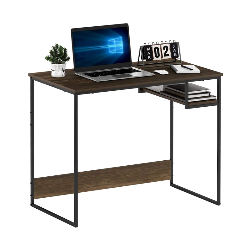 Furinno Moretti Modern Lifestyle Study Desk, Computer Desk, 90 cm (W), Columbia Walnut