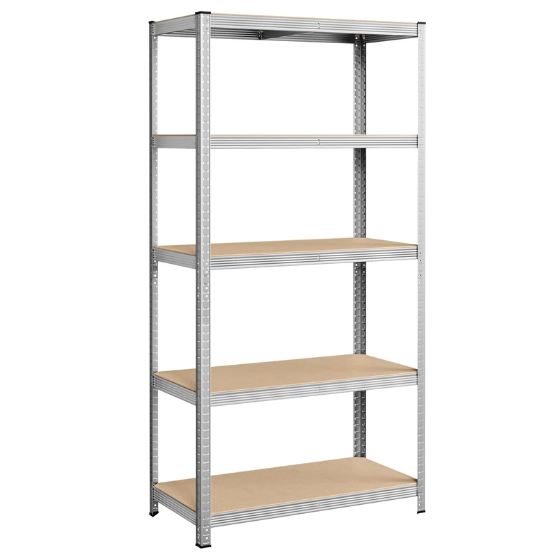 SONGMICS 5-Tier Shelving Unit, Steel Shelving Unit for Storage, Tool-Free Assembly, for Garage, Shed, Load Capacity 600 kg, 50 x 100 x 200 cm, Silver GLR050E01