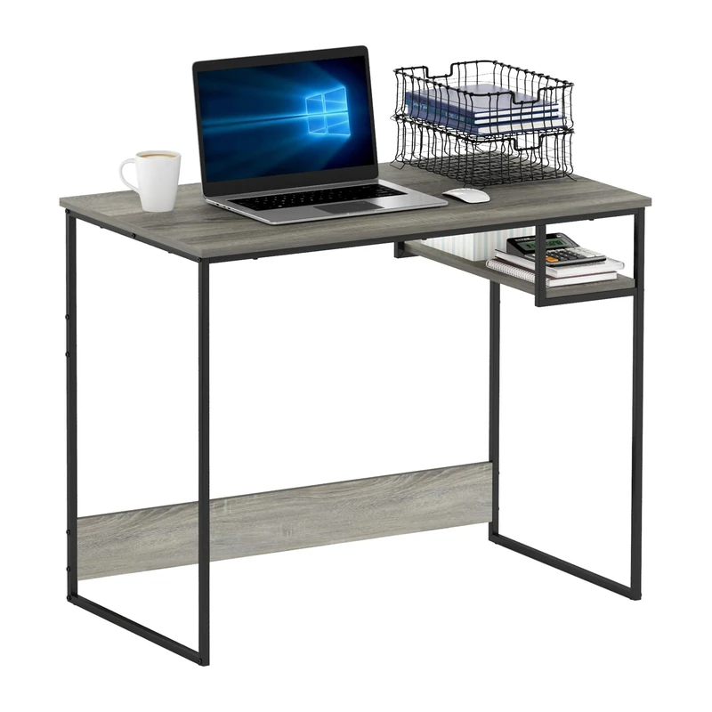 Furinno Moretti Modern Lifestyle Study Desk, Computer Desk, 90 cm (W), French Oak Grey