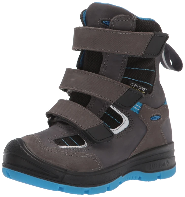 KEEN Little Kid's Redwood Winter Mid Height Leather Waterproof Snow Boot, Raven/Magnet, 11 LK (Little Kid's) UK